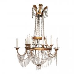 Large Gilt Tole and Crystal Empire Period Chandelier - 4102253