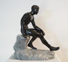 Large Grand Tour Bronze and Marble Sculpture of the Seated Hermes circa 1890 - 789916