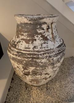 Large Greek Olive Jar with Metal Stand - 4308742