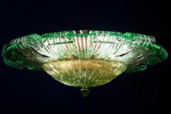 Large Green Murano Glass Leave Ceiling Light or Flush Mount - 4686923