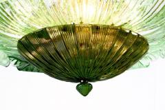 Large Green Murano Glass Leave Ceiling Light or Flush Mount - 4686924