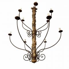 Large Hand Carved Giltwood Italian Twelve Arm Chandelier - 4016146