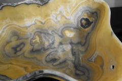 Large Hand Carved Onyx Bowl or Centerpiece in Gold Gray and White - 975523