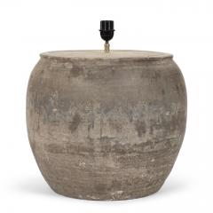 Large Handmade Ceramic Lamp with Linen Shade - 4385498