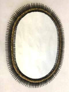 Large Handmade Mid Century Modern Sunburst Steel Brass Wall Mirror by Bela - 1609902