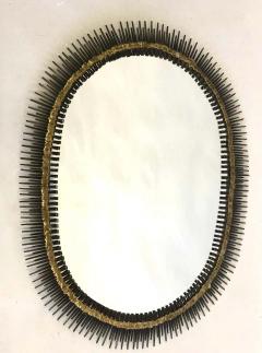 Large Handmade Mid Century Modern Sunburst Steel Brass Wall Mirror by Bela - 1609903