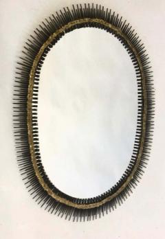 Large Handmade Mid Century Modern Sunburst Steel Brass Wall Mirror by Bela - 1609904