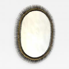Large Handmade Mid Century Modern Sunburst Steel Brass Wall Mirror by Bela - 1610500