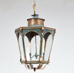 Large Hexagonal Gilt Tole Lantern - 4439943