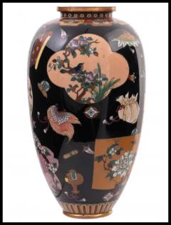 Large High Quality Japanese Cloisonne Enamel Vase Takara Mono and Fans - 3903694