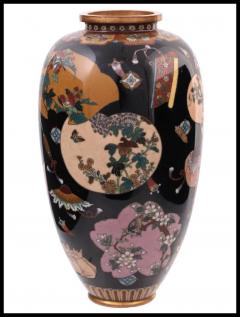 Large High Quality Japanese Cloisonne Enamel Vase Takara Mono and Fans - 3903698