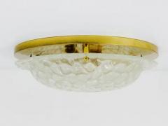 Large Hillebrand Textured Bubble Glass and Brass Flush Mount Germany 1970s - 4041967