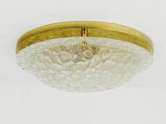 Large Hillebrand Textured Bubble Glass and Brass Flush Mount Germany 1970s - 4041968