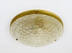 Large Hillebrand Textured Bubble Glass and Brass Flush Mount Germany 1970s - 4041969