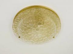 Large Hillebrand Textured Bubble Glass and Brass Flush Mount Germany 1970s - 4042001