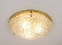 Large Hillebrand Textured Bubble Glass and Brass Flush Mount Germany 1970s - 4042009