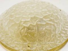 Large Hillebrand Textured Bubble Glass and Brass Flush Mount Germany 1970s - 4042013