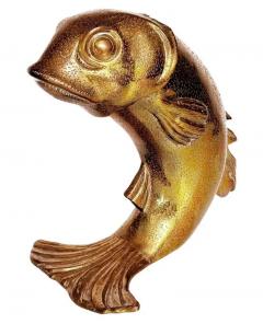 Large Hollywood Regency Brass Koi Fish Sculpture Bottle Chiller or Wine Holder - 3716373