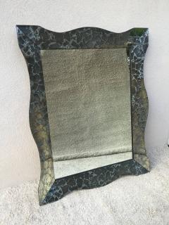 Large Hollywood Regency Charcoal Silver Vein Beveled Mirror - 110688