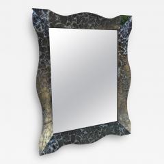 Large Hollywood Regency Charcoal Silver Vein Beveled Mirror - 111551