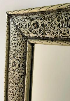 Large Hollywood Regency Style Silver Moroccan Filigree Floor or Wall Mirror - 3806359