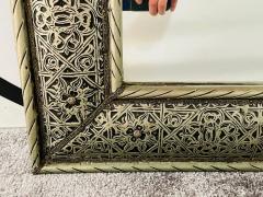 Large Hollywood Regency Style Silver Moroccan Filigree Floor or Wall Mirror - 3806361