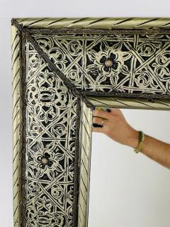 Large Hollywood Regency Style Silver Moroccan Filigree Floor or Wall Mirror - 3806364