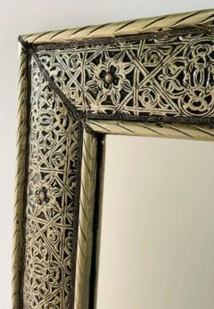 Large Hollywood Regency Style Silver Moroccan Filigree Wall Mirror - 2866475