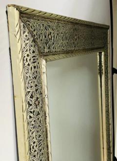 Large Hollywood Regency Style Silver Moroccan Filigree Wall Mirror - 2866524
