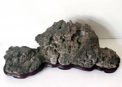 Large Horizontal Chinese Lingbi Scholar Stone on Display Stand - 4131385