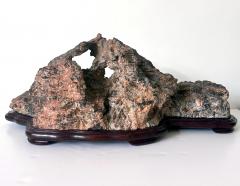 Large Horizontal Chinese Lingbi Scholar Stone on Display Stand - 4131386
