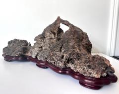 Large Horizontal Chinese Lingbi Scholar Stone on Display Stand - 4131388
