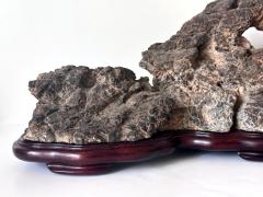 Large Horizontal Chinese Lingbi Scholar Stone on Display Stand - 4131389