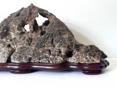 Large Horizontal Chinese Lingbi Scholar Stone on Display Stand - 4131390