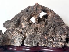 Large Horizontal Chinese Lingbi Scholar Stone on Display Stand - 4131394