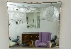 Large Horizontal Mid Century Italian Design Brass Mirror - 4096416