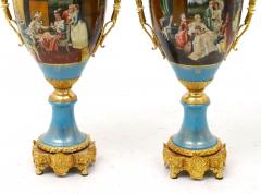 Large Impressive Antique Dresden Porcelain Ormolu Mounted Hand Painted Urn - 4552335