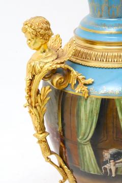 Large Impressive Antique Dresden Porcelain Ormolu Mounted Hand Painted Urn - 4552336