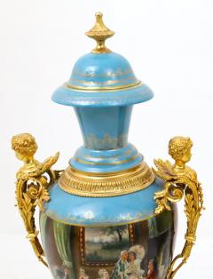 Large Impressive Antique Dresden Porcelain Ormolu Mounted Hand Painted Urn - 4552339