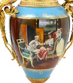 Large Impressive Antique Dresden Porcelain Ormolu Mounted Hand Painted Urn - 4552343