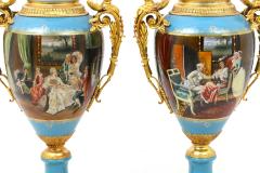 Large Impressive Antique Dresden Porcelain Ormolu Mounted Hand Painted Urn - 4552344