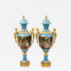 Large Impressive Antique Dresden Porcelain Ormolu Mounted Hand Painted Urn - 4553684