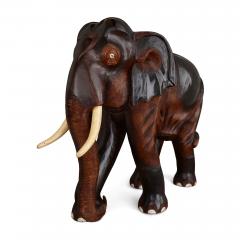 Large Indian carved and painted wood elephant figure - 4272137
