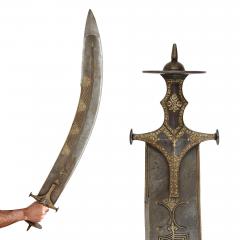 Large Indian gold damascened steel tegha sword - 2596935