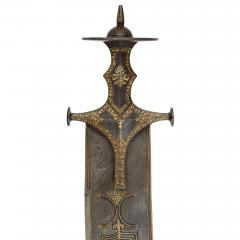 Large Indian gold damascened steel tegha sword - 2596943