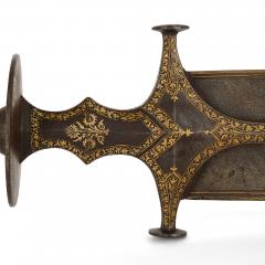 Large Indian gold damascened steel tegha sword - 2596944