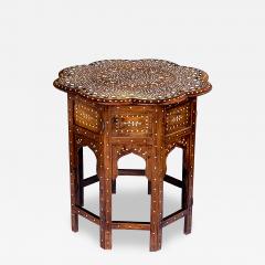 Large Inlaid Anglo Indian Side traveling Table with Rare Scalloped Top - 4632889