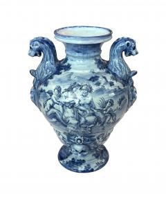 Large Italian Albisola Blue and White Tin glazed Majolica Urn Vase - 4405337