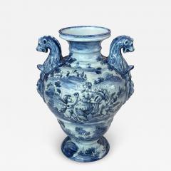 Large Italian Albisola Blue and White Tin glazed Majolica Urn Vase - 4405581