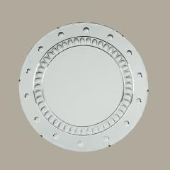 Large Italian Art Deco round mirror with highly decorative optic bullseye detail - 4523249